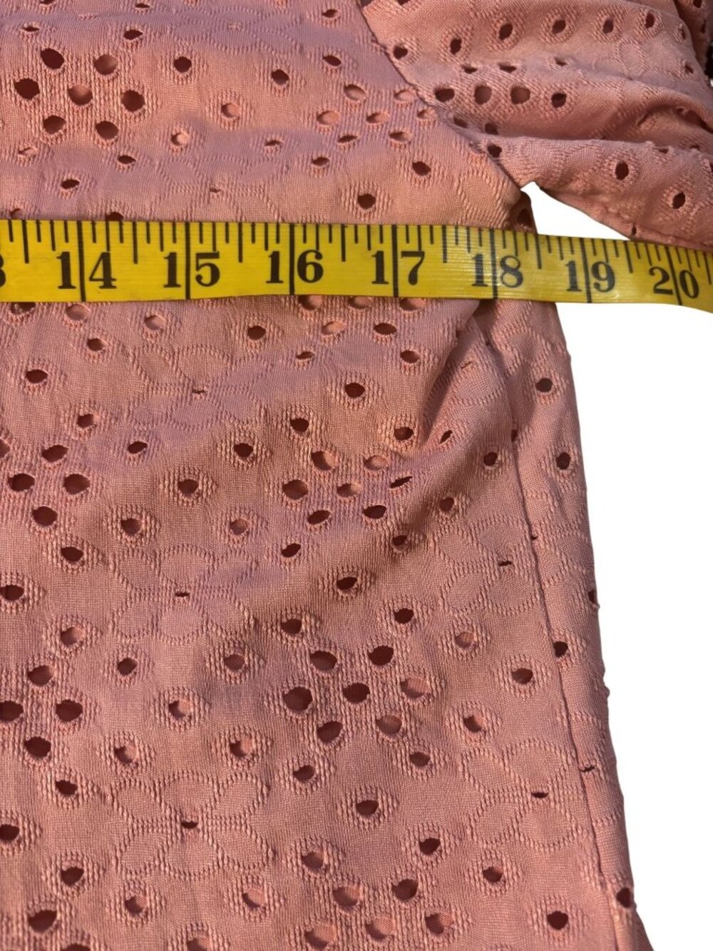 The Shirt Rochelle Behrens Dusty Rose Eyelet Puff Sleeve Button-Down Top Large - Picture 5 of 10